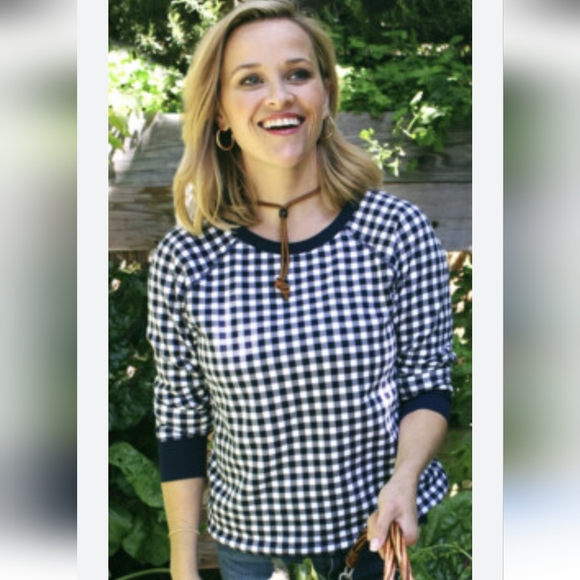 Draper James Sweaters - Draper James Black and White Gingham Sweater